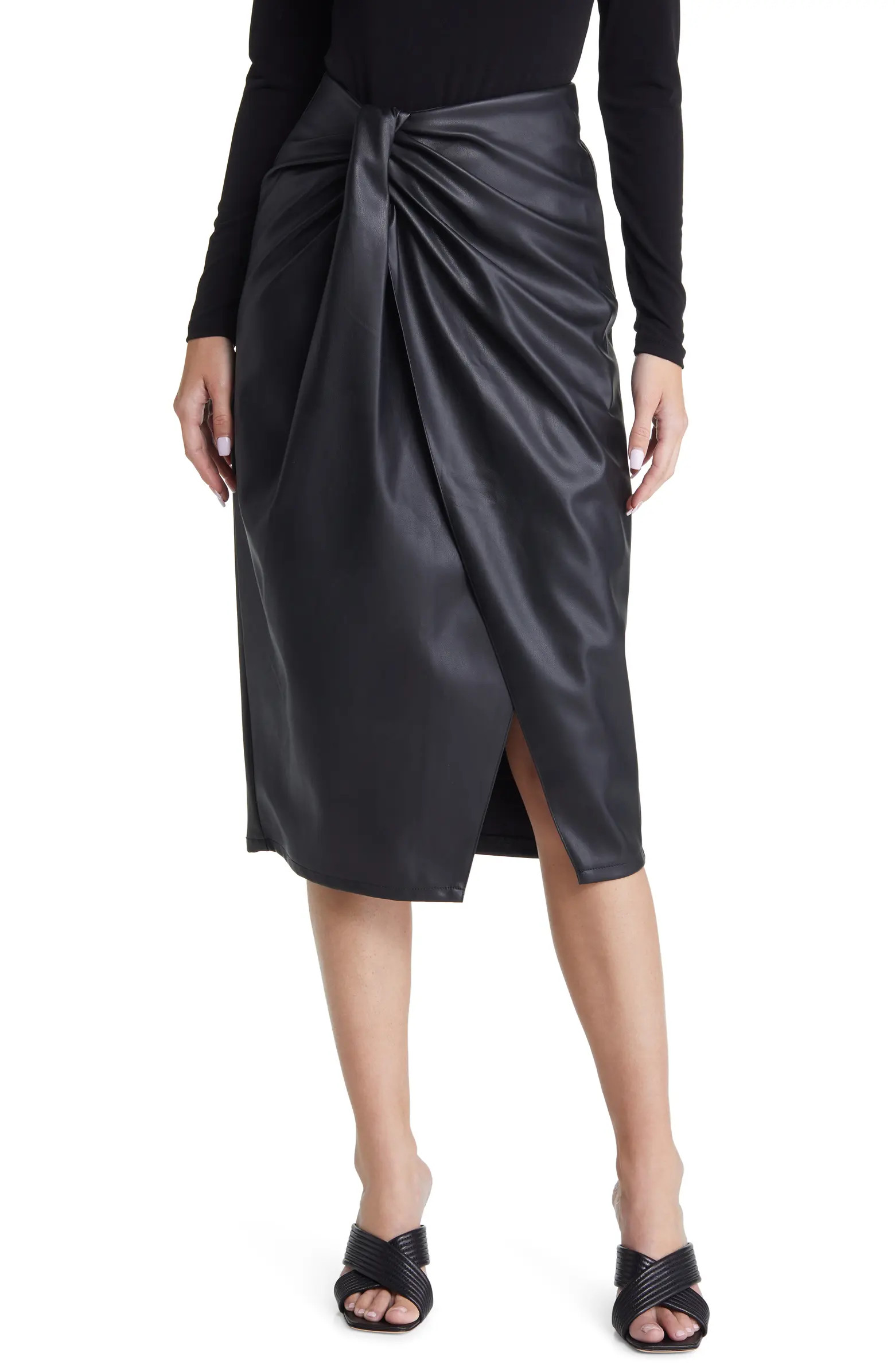 Wrap Front Faux Leather Skirt | Nordstrom