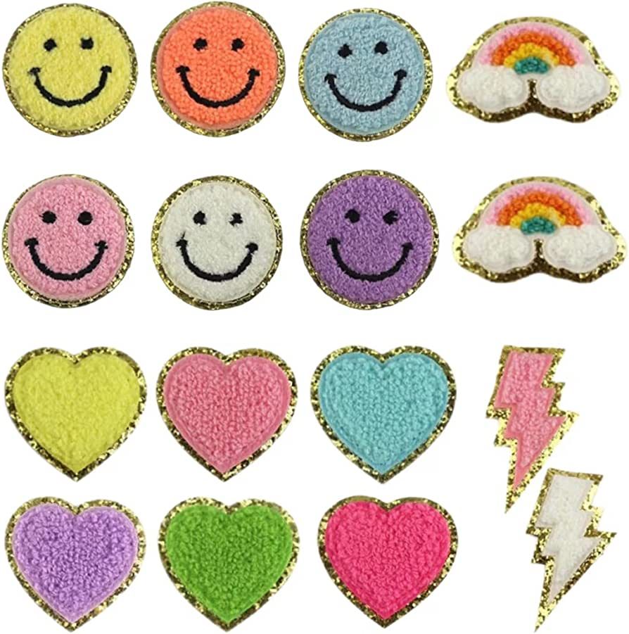 ZHENGO Smiley Face Patches, Iron On Patches for Clothes, Smile Face Heart Rainbow Lightning Patch... | Amazon (US)