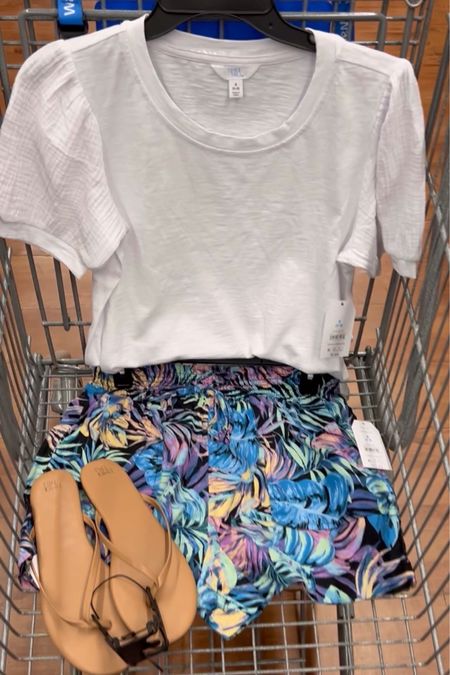 Walmart outfit idea with this $10 cotton puff sleeve top (tts small) and linen pull on shorts, tts small. Love this tropical print but the shorts also come in neutral stripes! Amazon accessories #walmartfashion #walmartfinds #vacationoutfit  

#LTKover40 #LTKstyletip #LTKfindsunder50