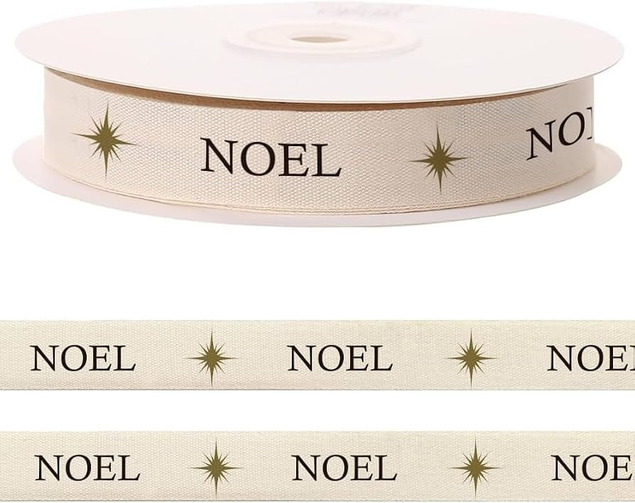 Noel Ribbon, Religious Christmas Ribbon with Words, Natural Cotton | Amazon (US)