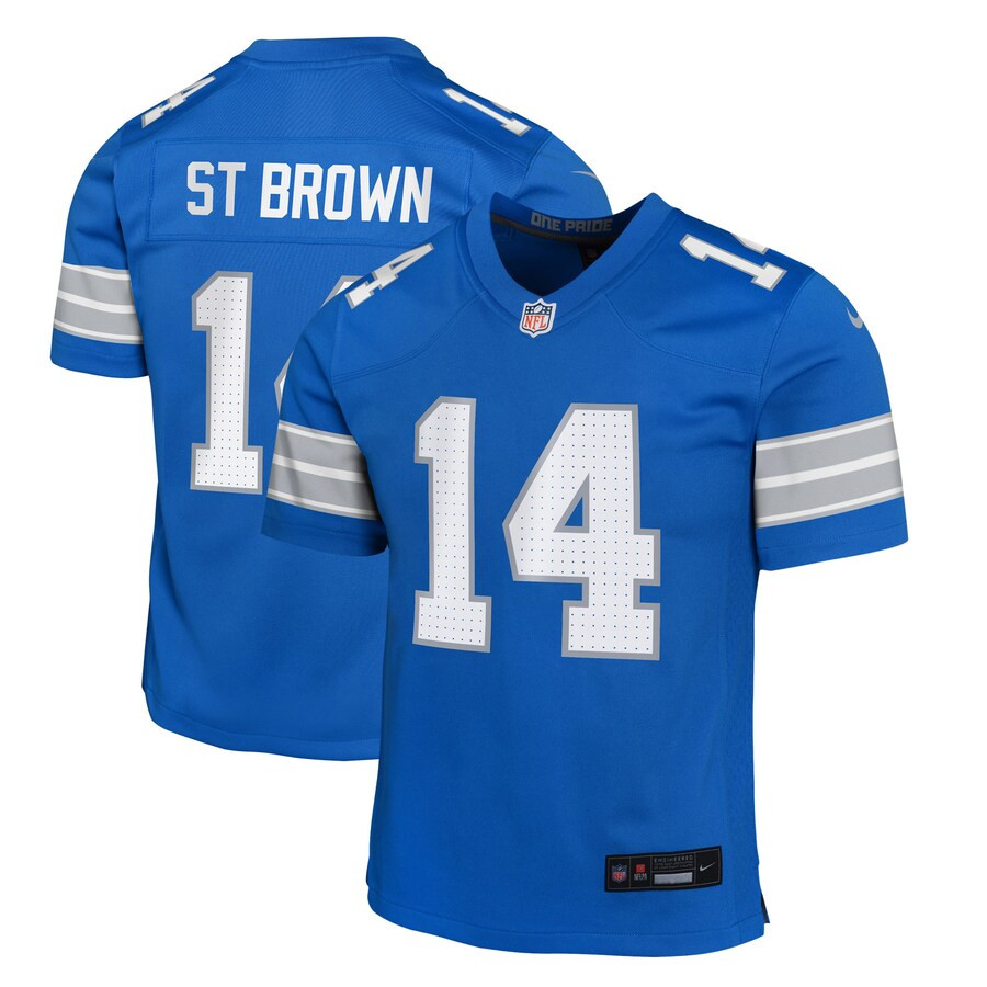 Youth Detroit Lions Amon-Ra St. Brown Nike Blue Team Player Game Jersey | NFL Shop