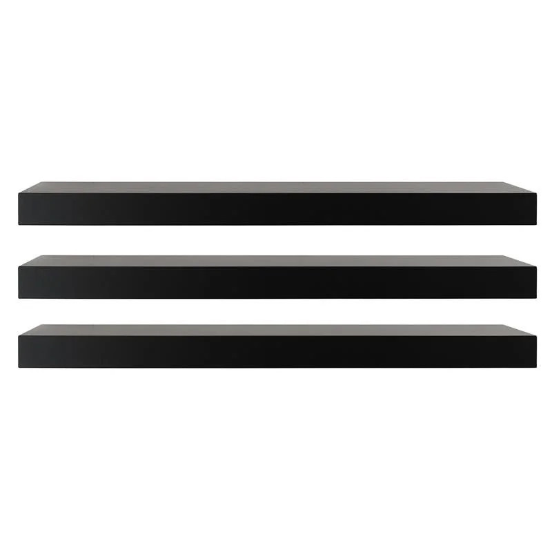 Pemberly Row  Modern  Maine Wall Shelf - Set of 3 Black Engineered Wood | Walmart (US)