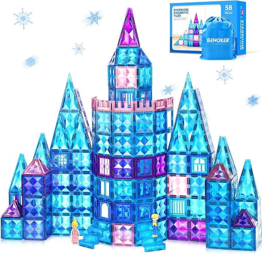 Amazon.com: BENOKER Frozen Castle Magnetic Tiles - 3D Diamond Building Blocks, STEM Educational K... | Amazon (US)