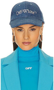 OFF-WHITE Denim Logo Bookish Baseball Cap in Blue & White from Revolve.com | Revolve Clothing (Global)