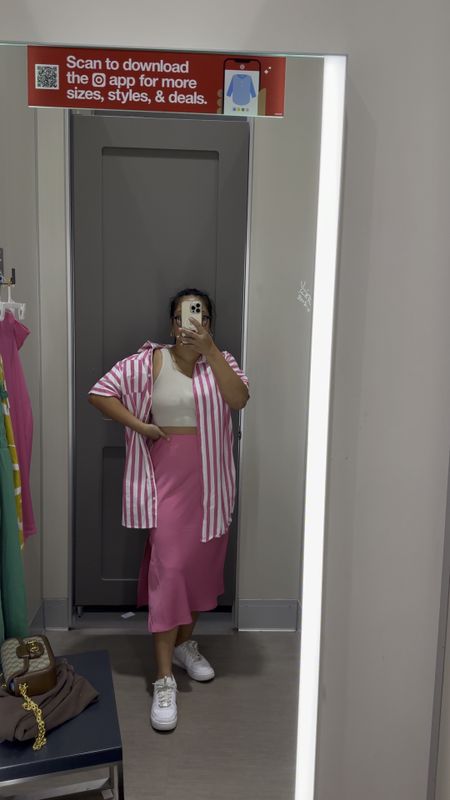 Pink and white striped shirt at Target would make for a great beach cover up! Runs oversized, tried on a size Small 💘

#LTKswim #LTKunder50 #LTKSeasonal
