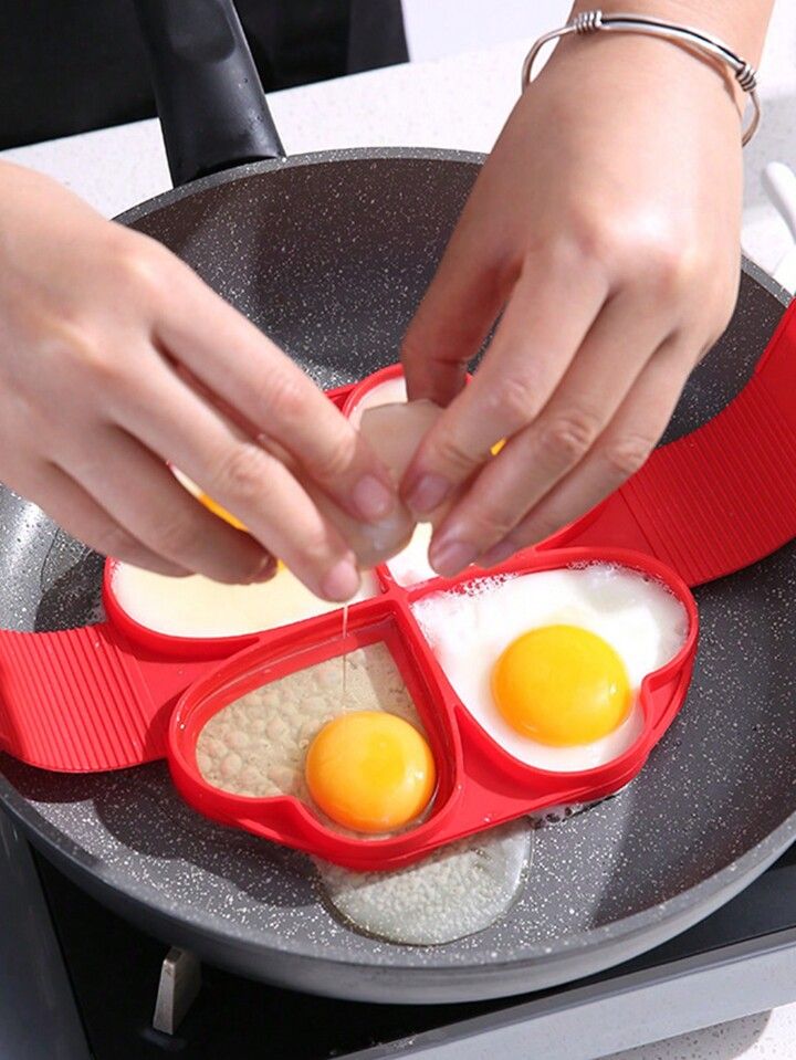 1pc Heart Shaped Silicone Egg Ring, Modern Silicone Red Egg Mold For Baking, Kitchen | SHEIN