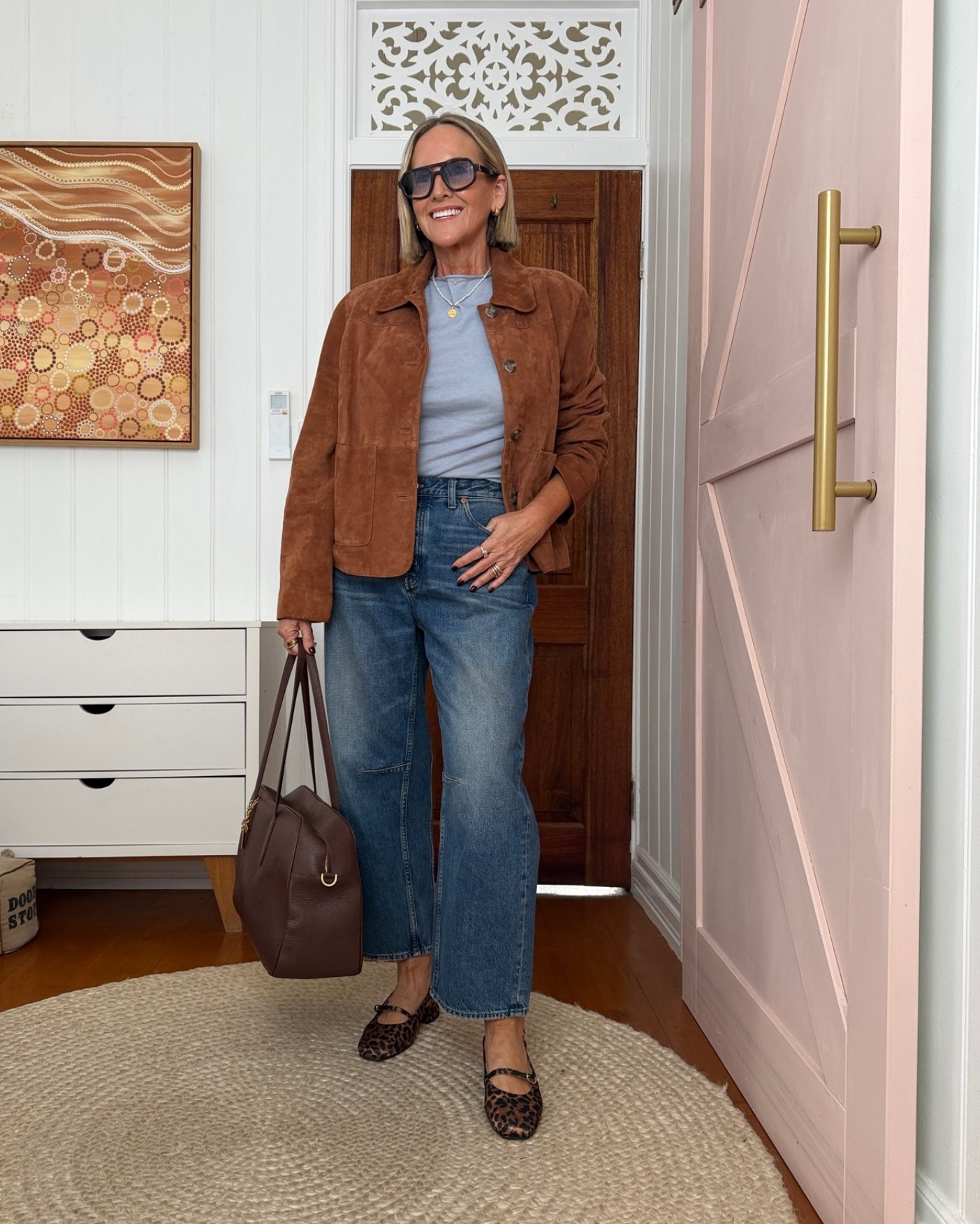 Blue + brown 🩵 🤎

Jacket: XL (I bought last year but they’re back in stock - one of my fave jackets ever. I bought up a size for a slouchier fit)
Knit tee: 14
Jeans: 29

Shoes: FRANKIE4 Iris heels

#LTKaustralia #LTKwinter #LTKover50style