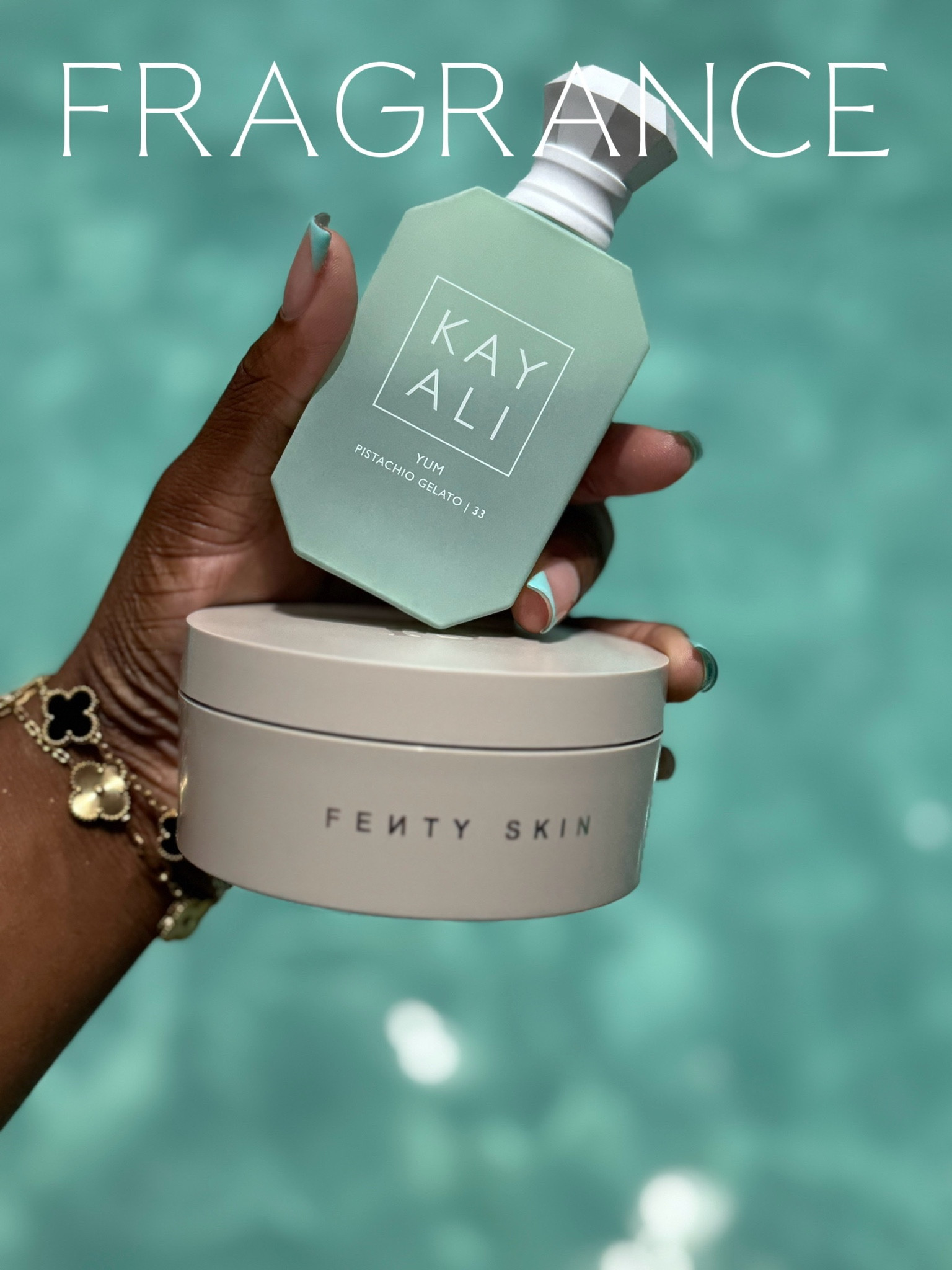 Indulge in a sensory escape with Kayali Yum Pistachio Gelato | 33 paired perfectly with Fenty Skin’s warm cinnamon Your skin deserves this glowup.

Kayali Yum Pistachio Gelato | 33 Notes:
This delightful fragrance is a gourmand lover’s dream. Its key notes include:
	•	Top Notes: Pistachio, bergamot, and hazelnut for a creamy, nutty opening with a zesty touch.
	•	Heart Notes: Sweet rum, whipped cream, and peony for a decadent and floral twist.
	•	Base Notes: Vanilla, sandalwood, and tonka bean for a warm, lingering finish.

This fragrance is a blend of sweet, nutty, and creamy accords that transport you to an indulgent gelato shop on a sunny day.

#LTKBeauty