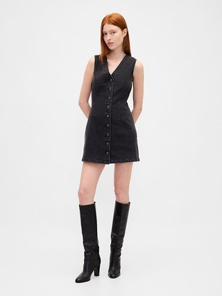 Denim V-Neck Mini Dress | Gap (US)