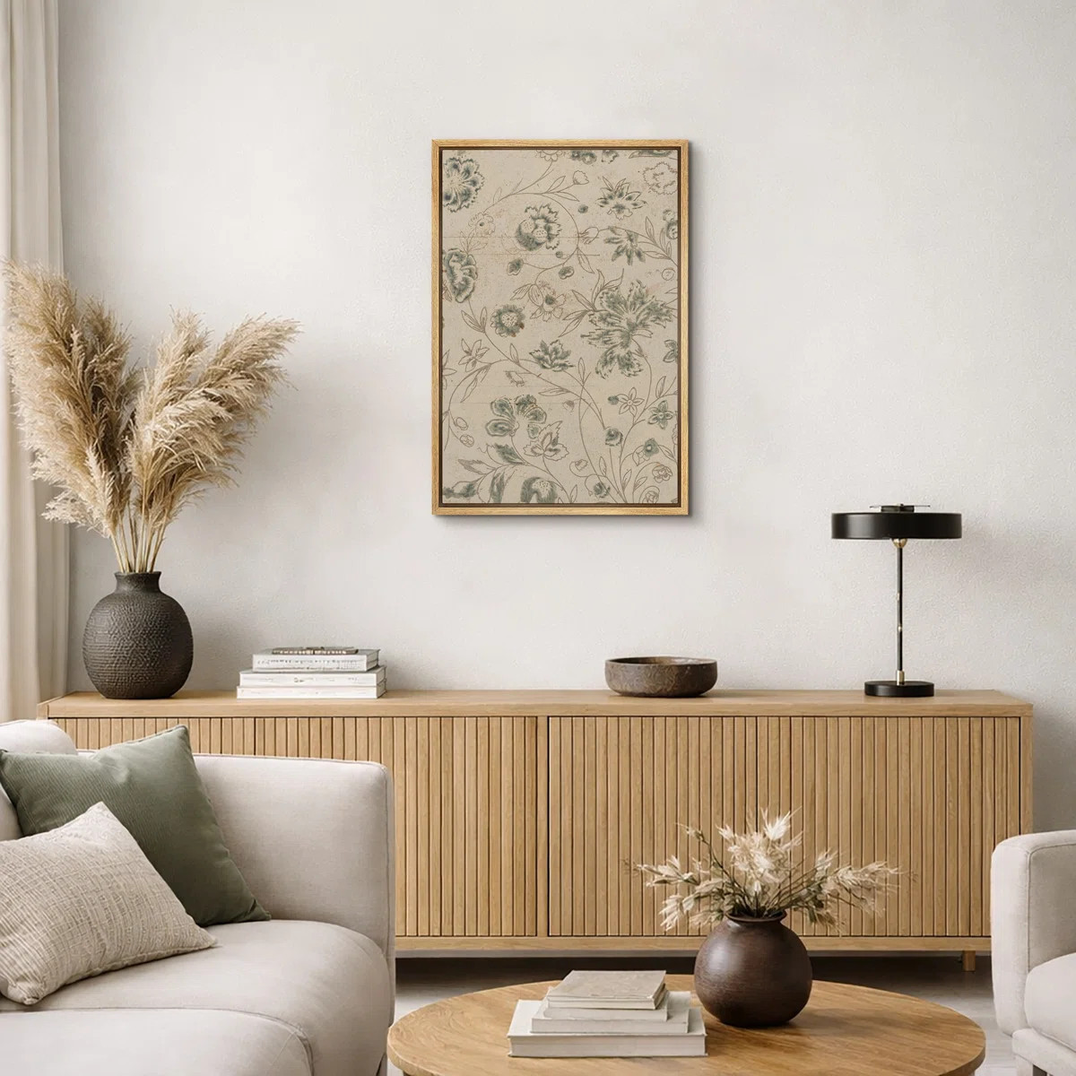 Abstract Botanical Vintage Green Flower Artwork, Illustration Rustic Modern Living Room Pictures,... | Wayfair North America