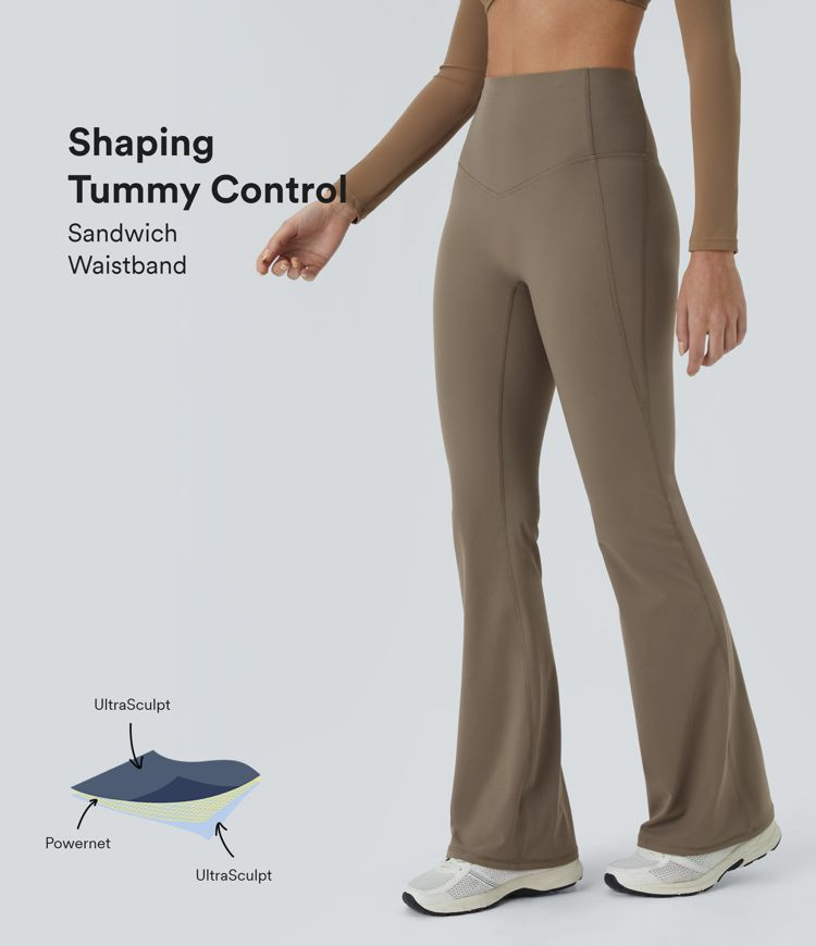 Halara UltraSculpt™ SoCinched High Waisted Tummy Control Shaping Yoga Flare Leggings | HALARA