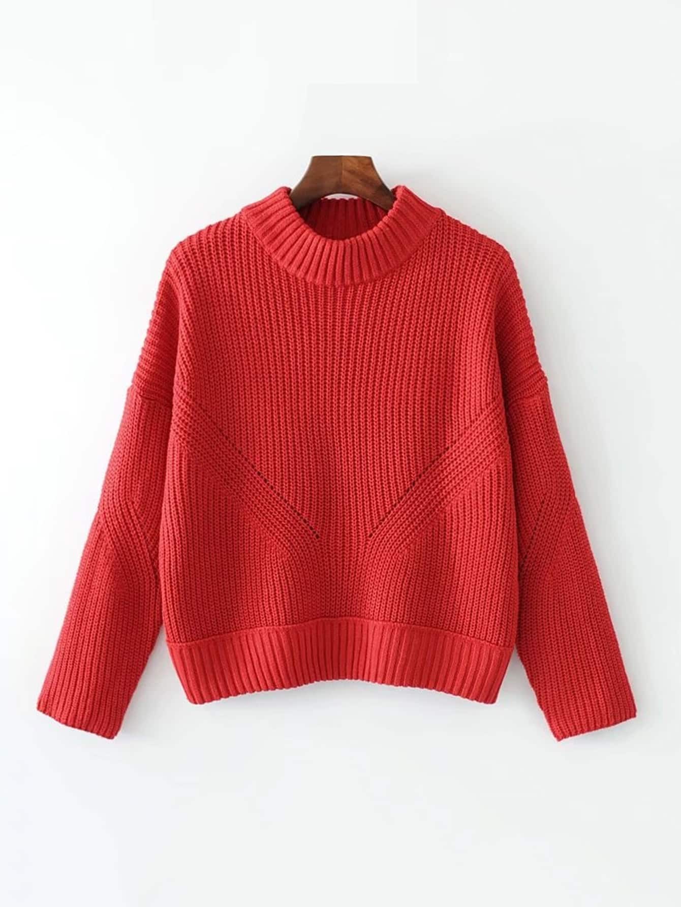 High Neck Ribbed Knit Sweater | SHEIN