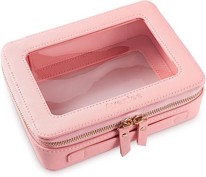Clear Makeup Bag with Zipper, Travel Toiletry Cosmetic Case Beauty Organizer for Women Girls, Hea... | Amazon (US)