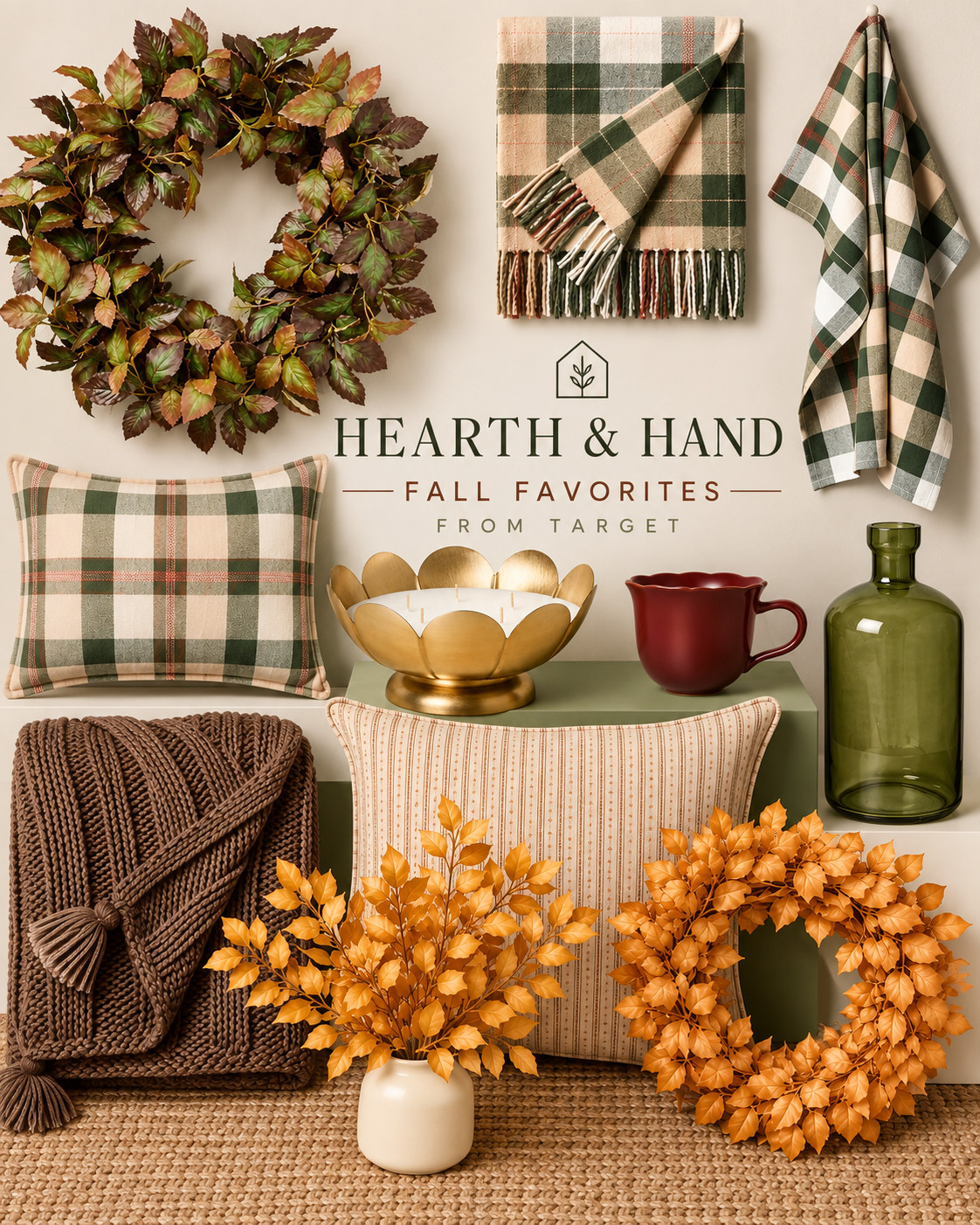 Fall decorating just got a little cozier 🍂🤎 These Hearth & Hand finds from Target are giving all the warm, collected, cozy-at-home vibes. The plaid, the greens, the warm wood tones… I want it all. 🧺🍁

Saving this one for my next Target run. 

 #LTKHome