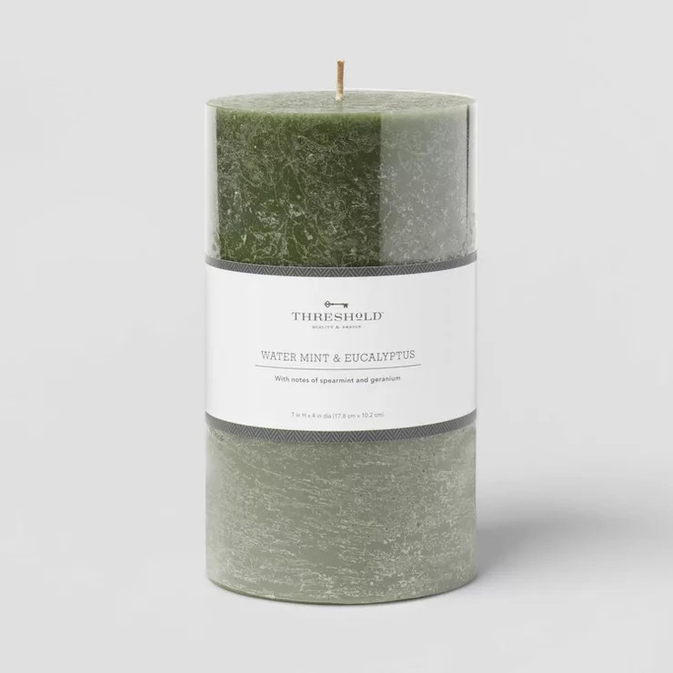 Pillar Candle Water Mint & Eucalyptus Green - Threshold™ | Target