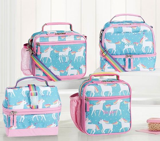 Mackenzie Aqua Unicorn Parade Lunch Box | Pottery Barn Kids