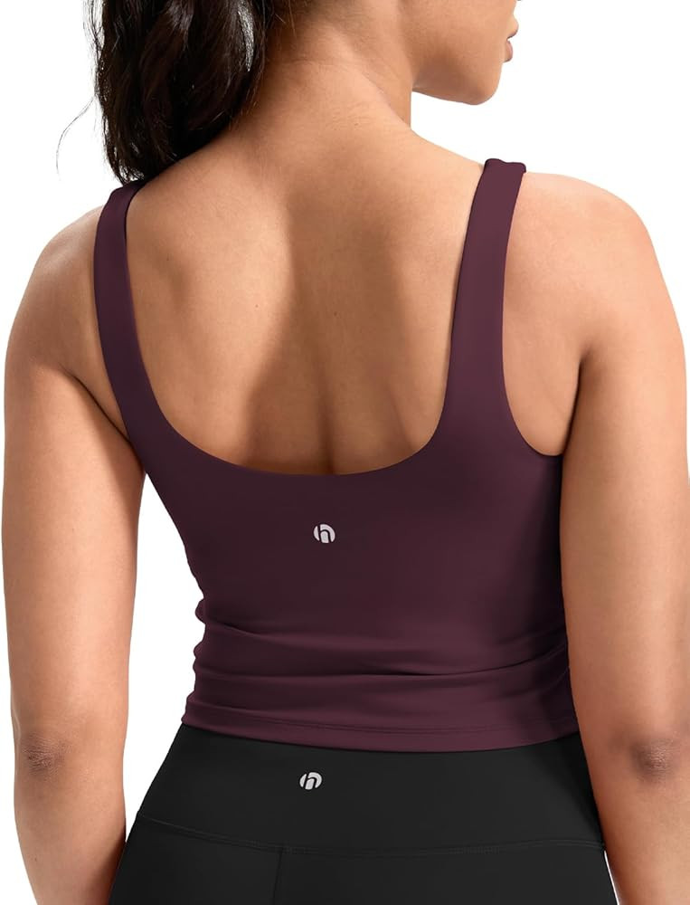 HeyNuts Zeal Bra Womens Scoop Neck Longline Sports Bras, U Back Workout Yoga Crop Tank Tops Padde... | Amazon (US)