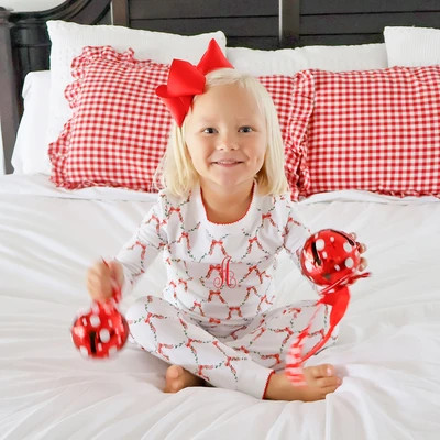 Bow Lattice White Pajamas | Classic Whimsy