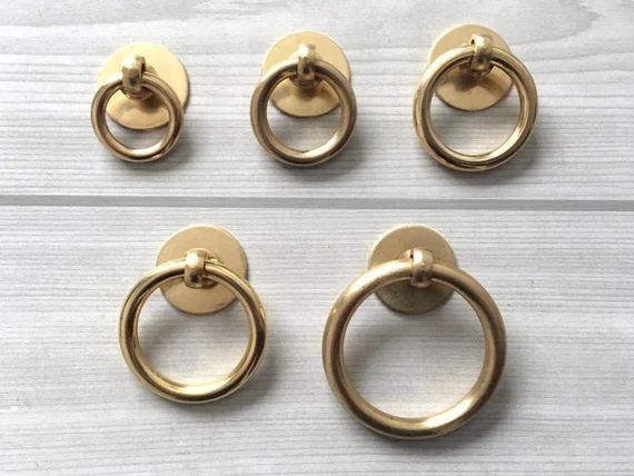Brass Drop Ring Pull Cabinet Door Knob Dresser Pulls Brass Antique Bronze Rings Drawer Handles Ki... | Etsy (US)