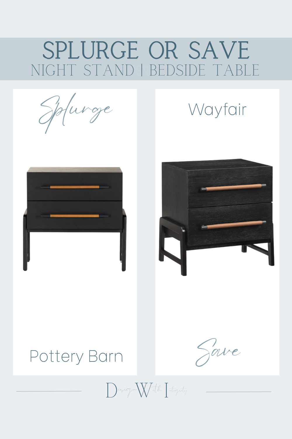 Splurge vs. Save: Two black wood nightstands with the same modern silhouette, clean lines, and warm mixed-material handles. Compare the Pottery Barn original with this affordable Wayfair alternative. Tap to explore both styles.


nightstand, bedside table, black nightstand, Pottery Barn dupe, Wayfair nightstand, bedroom furniture, modern bedroom decor, splurge vs save, neutral home style, home decor finds 

 #LTKHome