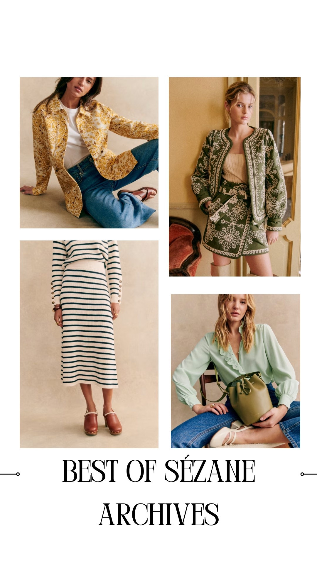 Some gorgeous finds from the Sezane archives sale! This only happens 2x per year and I’ve shared some in stock gorgeous pieces including silk blouses, embroidered skirts, merino skirt seen on Kate Middleton and a casual jacket you can wear into fall! 

Sezane, sustainable fashion, B corp

#LTKsale #LTKstyletip #LTKcanada