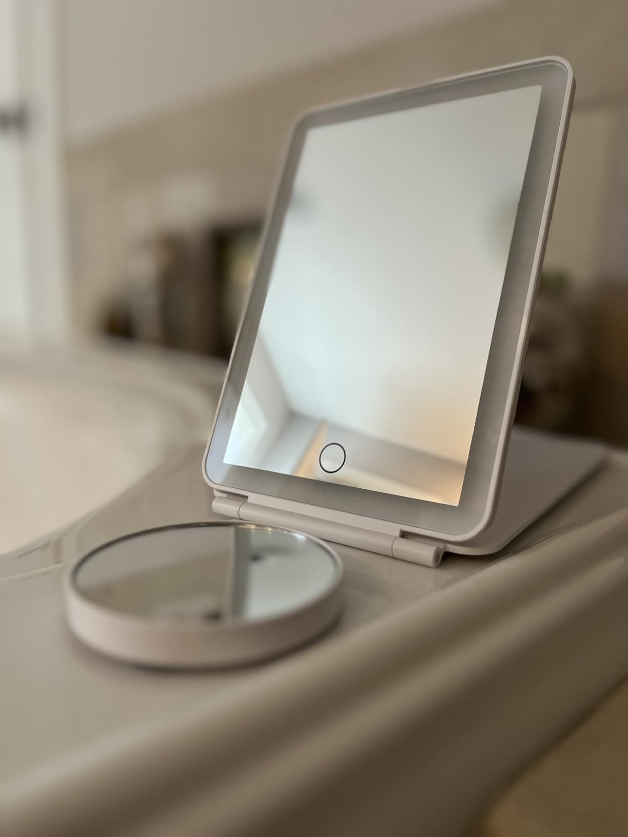 Rechargeable Makeup Mirror for Travel, Vanity Mirror Touch Dimming with 10X Magnifying Mirror, 3 Col | Amazon (US)