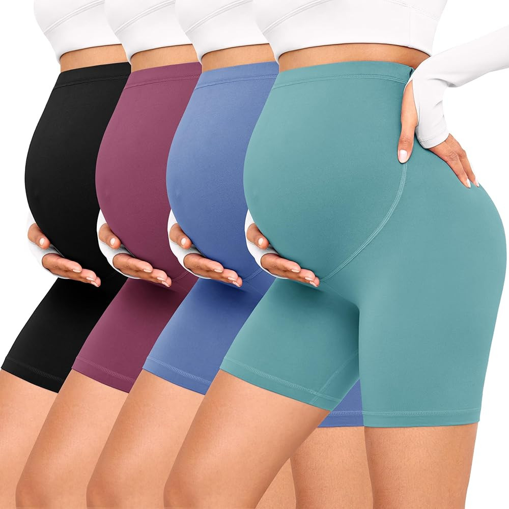 VALANDY Creamlush 4 Pack Maternity Shorts–Over The Belly Buttery Soft Stretchy Maternity Lounge... | Amazon (US)