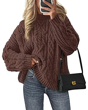 PRETTYGARDEN Women's Oversized Fall Sweaters 2025 Casual Long Sleeve Crewneck Chunky Cable Knit P... | Amazon (US)