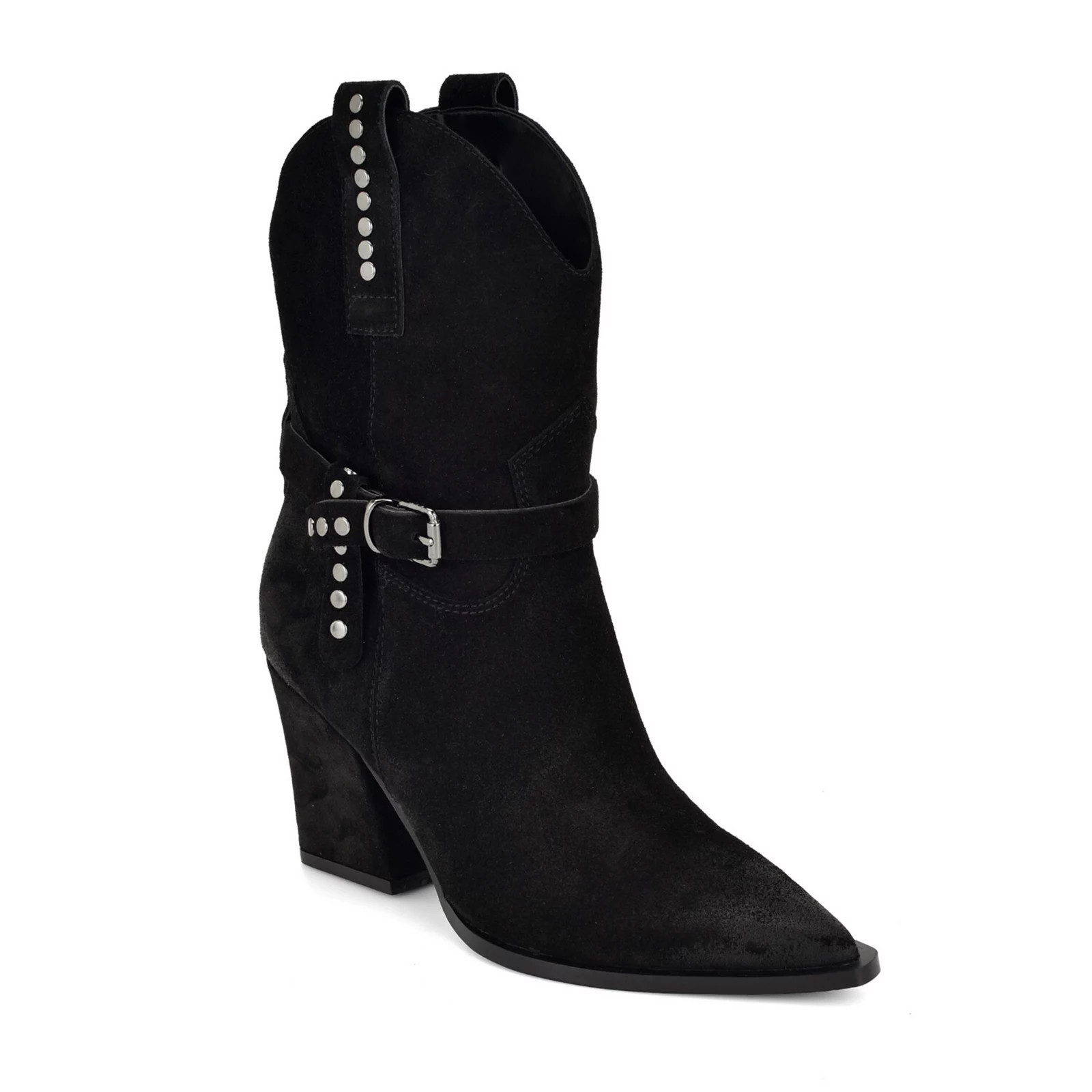 Nine West Weslie Women's Suede Western Boots With Block Heel, Size: 9.5, Black Suede | Kohl's