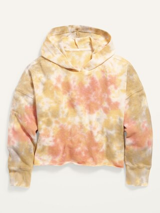 Vintage Slouchy Raw-Hem Tie-Dye Pullover Hoodie for Girls | Old Navy (US)