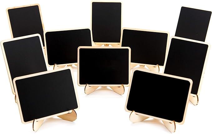 10 Pack Mini Chalkboards Signs with Easel Stand, Small Rectangle Chalkboards Blackboard, Wood Pla... | Amazon (US)