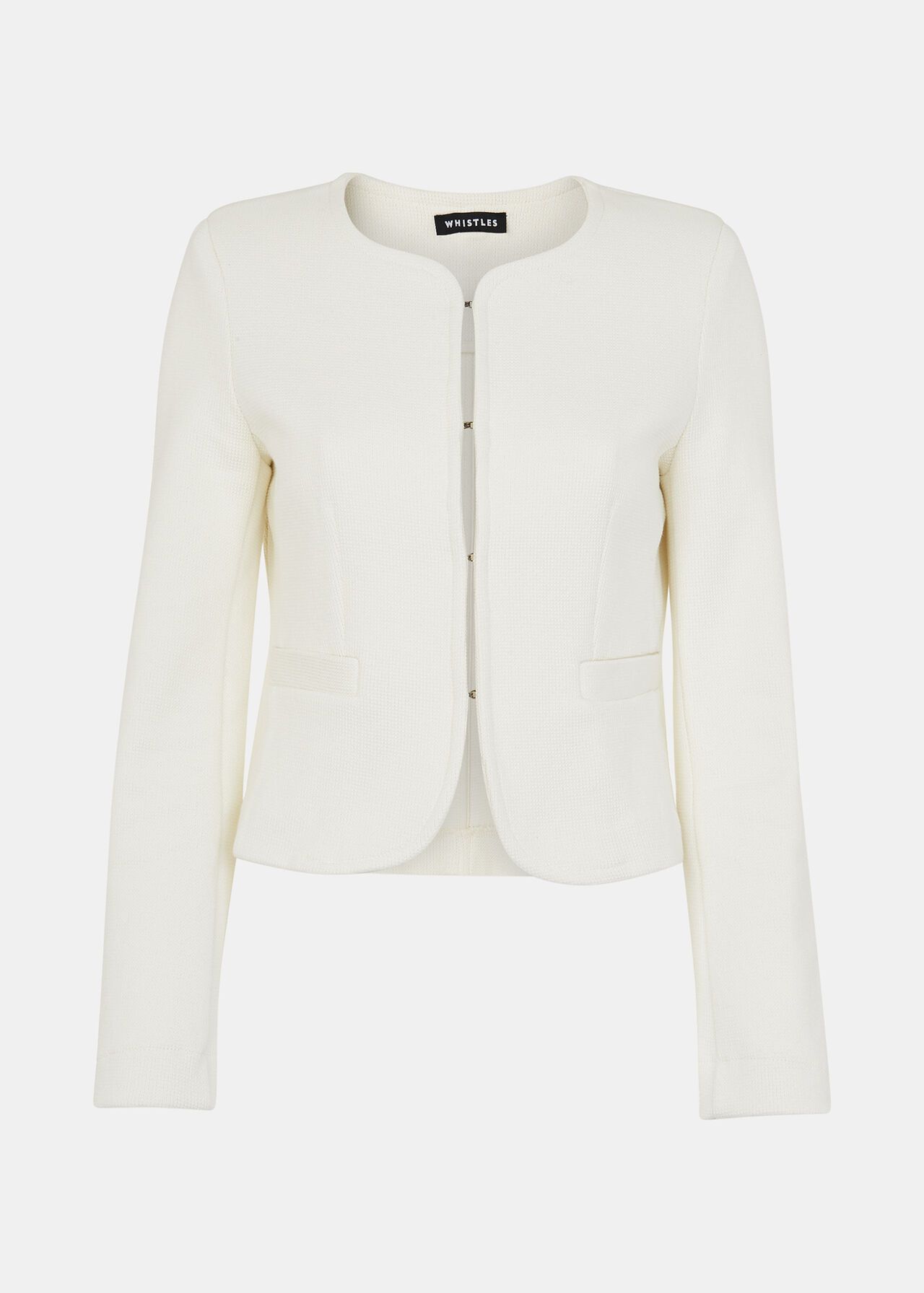 Ivory Collarless Jersey Jacket | WHISTLES | | Whistles