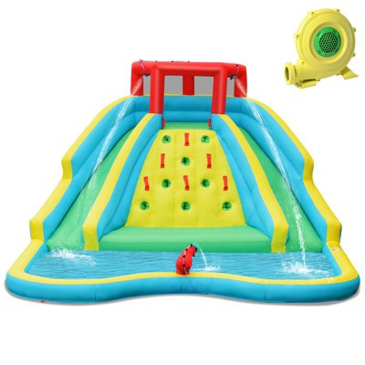 Costway Inflatable Mighty Water Park Bouncy Splash Pool Climbing Wall w/ 735W Blower | Target