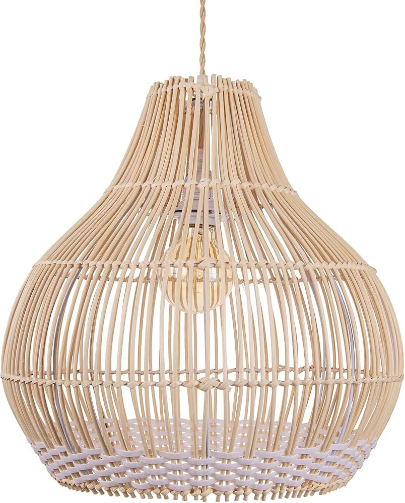 Arturesthome Rattan Round Pendant Light for Kitchen Island, Coastal Wicker Chandelier, Handmade Wove | Amazon (US)