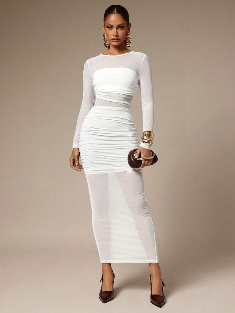 Mesh long sleeve Dress | SHEIN