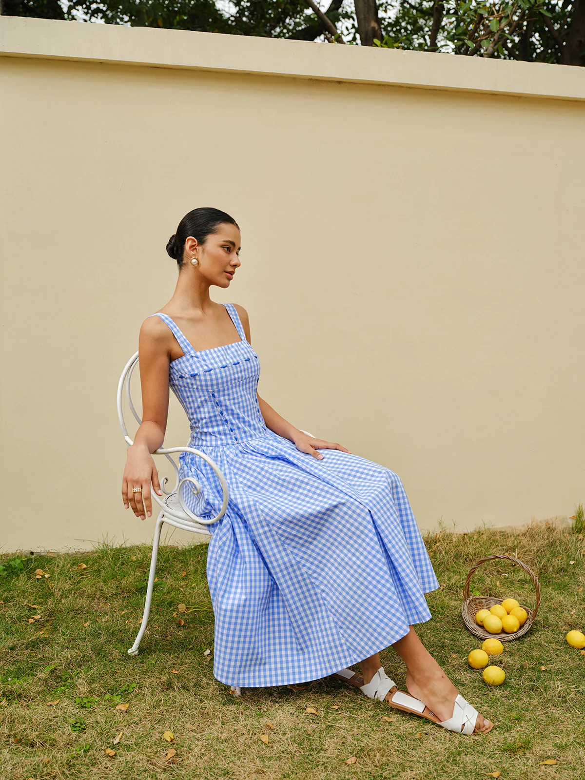 Lace-Up Checkerboard Corset Dress | Commense