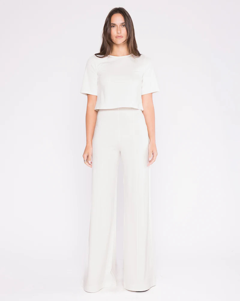Off-White Ponte Knit Wide Leg Pant | Ripley Rader