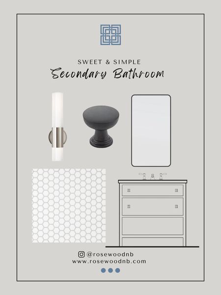 Sharing links to our selections for a sweet and simple secondary bathroom.  The vanity link below shares a very similar vanity from the same company that made the one that we used in this bathroom.  
Finishes: 
light fixture: polished nickel
hardware: matte black 
mirror: black 
tile: white (matte)

#blackknobs #whitetile #neutralbathroom #stofferhomecabintry #hextile

#LTKstyletip #LTKhome #LTKFind