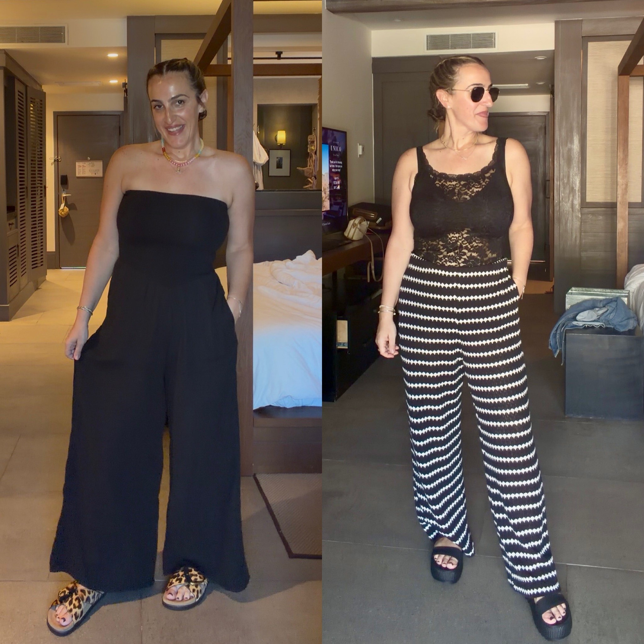 2 of my favorite breakfast outfits I wore in Mexico! 
Jumpsuit is so slimming! Runs tts im in a medium. 
The pants are light and airy and so comfy. They run big size down if in between. I’m in a medium. And medium tank.


#LTKOver40 #LTKdayinmylife #LTKootd