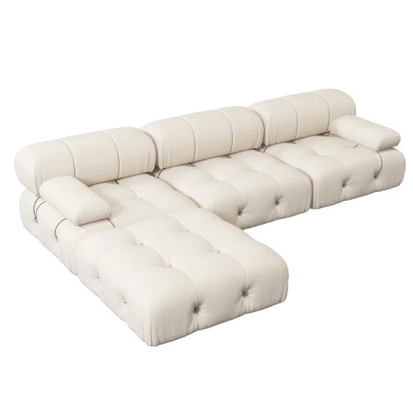 104'' Wide Velvet Reversible Modular Sofa & Chaise with Ottoman | Wayfair North America