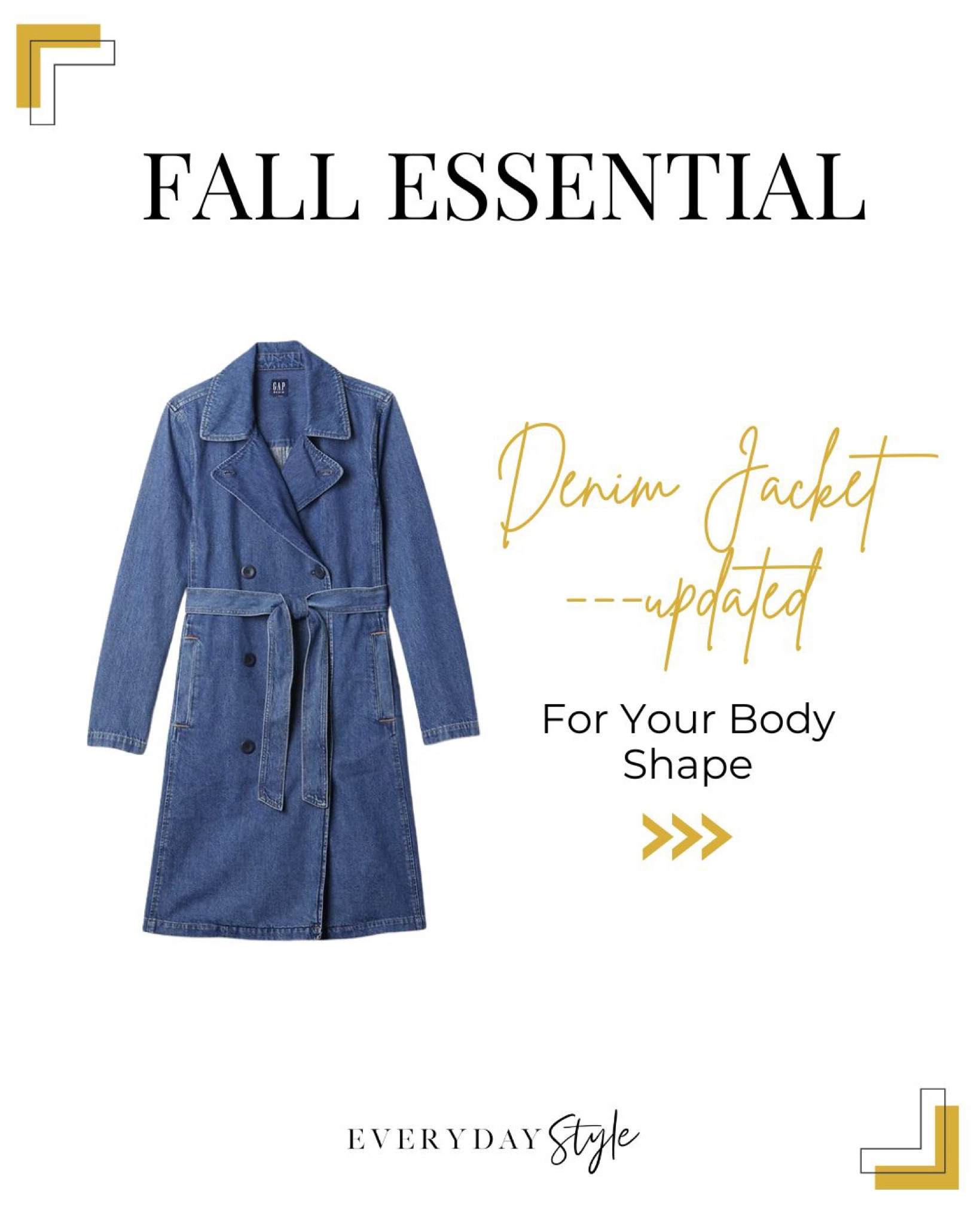Update your basic denim jacket for this fall.  Check out our picks that fit your unique body shape! 

#LTKSeasonal #LTKStyleTip #LTKOver40