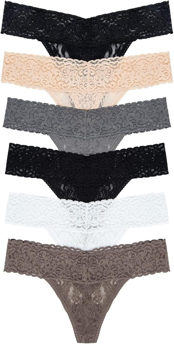 Felina Stretchy Lace Low Rise Thong - Sexy Underwear for Women, Thongs for Women, Seamless Pantie... | Amazon (US)