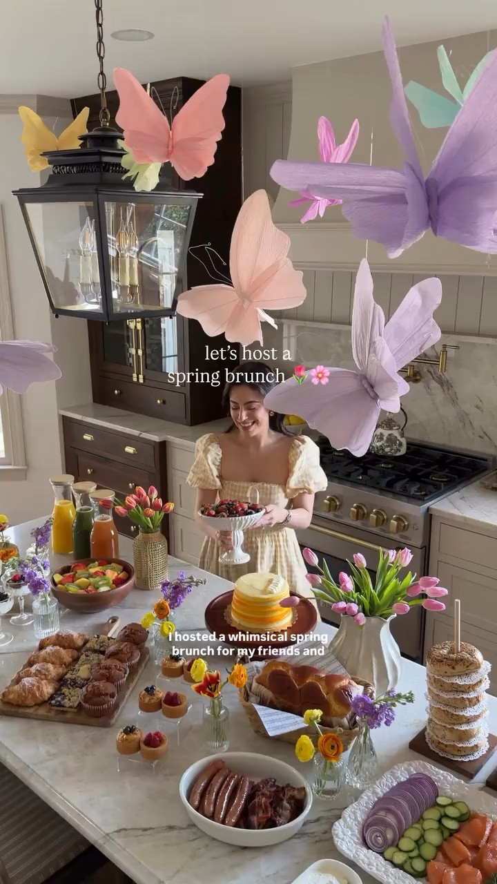Spring hosting mode: ON. I used delicate paper butterflies to create a dreamlike atmosphere for my friends today. From the DIY bagel bar to the mix of sweet pastries and savory dishes, every detail turned out exactly how I imagined!

hostess essentials, party must haves, spring brunch, donut stand, rattan finds, whimsical inspo, butterfly decorations, tablescape

#LTKdayinmylife #LTKvlog #LTKHome