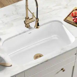 KRAUS Pintura Undermount Enamel Steel 31 in. Single Bowl Kitchen Sink in White KEU14WHITE | The Home Depot
