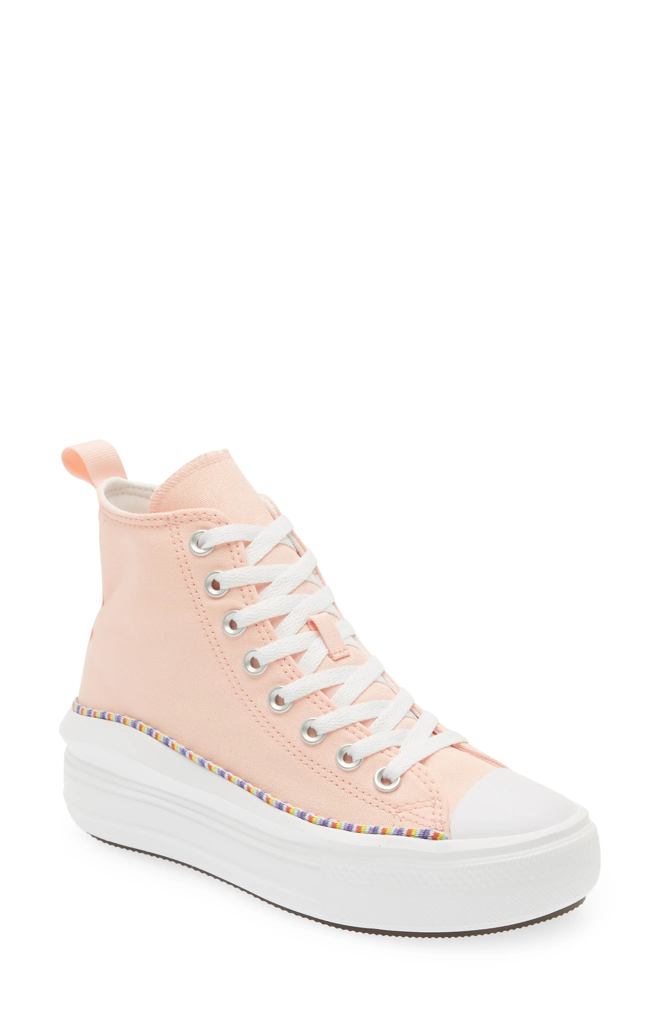 Converse Chuck Taylor(R) All Star(R) Move High Top Platform Sneaker in Pink/White at Nordstrom, Size | Nordstrom