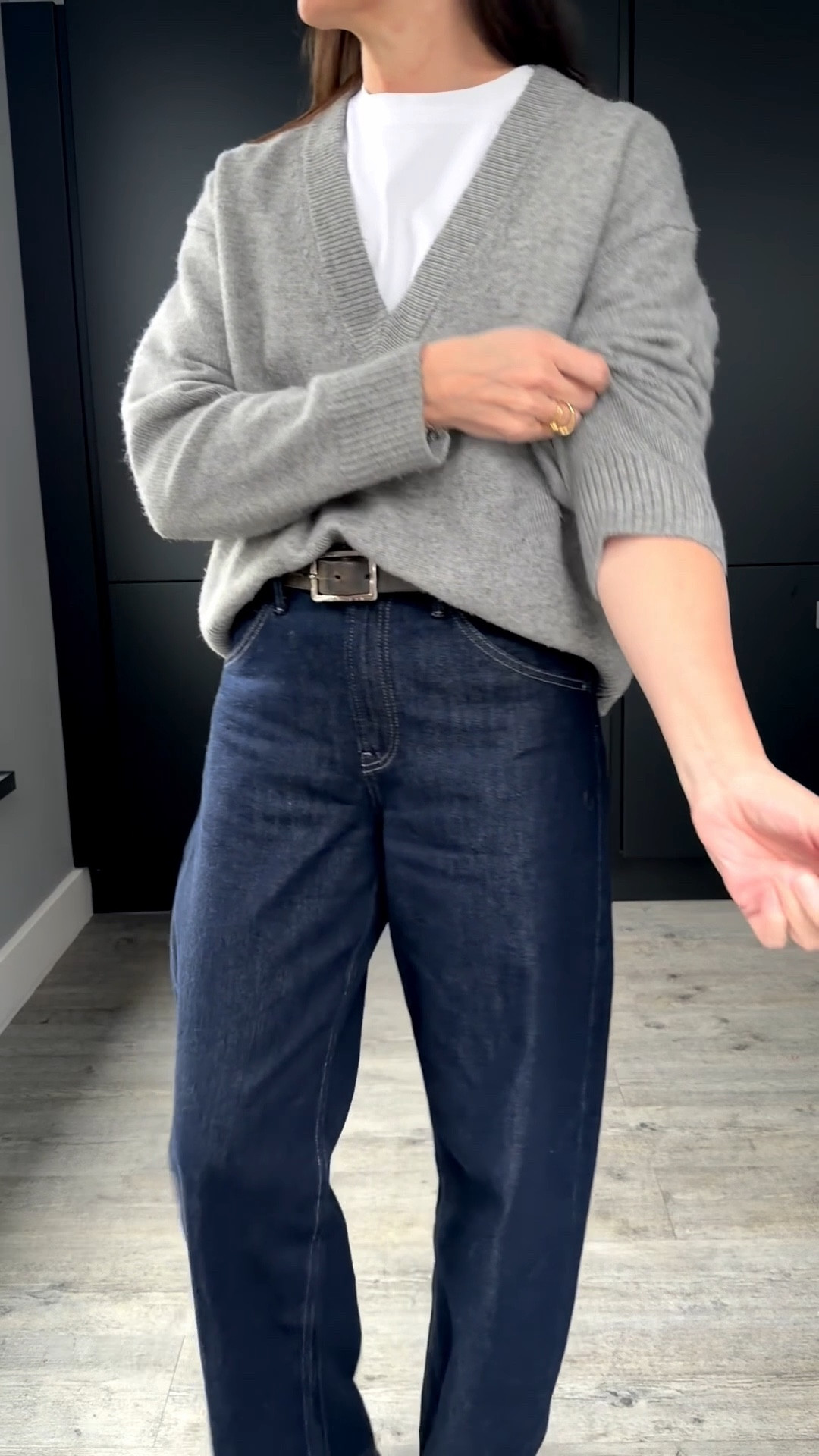 Invest in good basics and coding your outfit each day just gets easier. A simple great v neck is a great place to start and perfect layered over a white tee with dark denim to add contrast. 
I wear 26/31 in these jeans and a 10 in the trench x

#LTKstyletip #LTKuk #LTKover50style