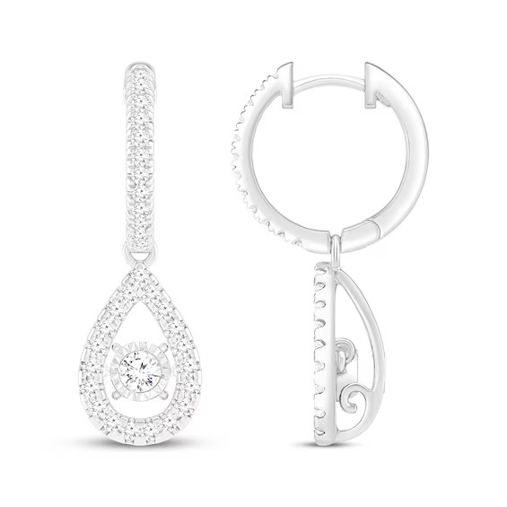 Unstoppable Love Lab-Created Diamond Teardrop Dangle Hoop Earrings 1 ct tw 14K White Gold | Kay Jewelers