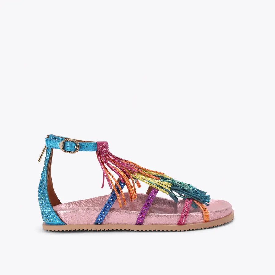 KC FRINGE SANDAL Multi-Colour Tassel Caged Sandal by Kurt Geiger London | Kurt Geiger US