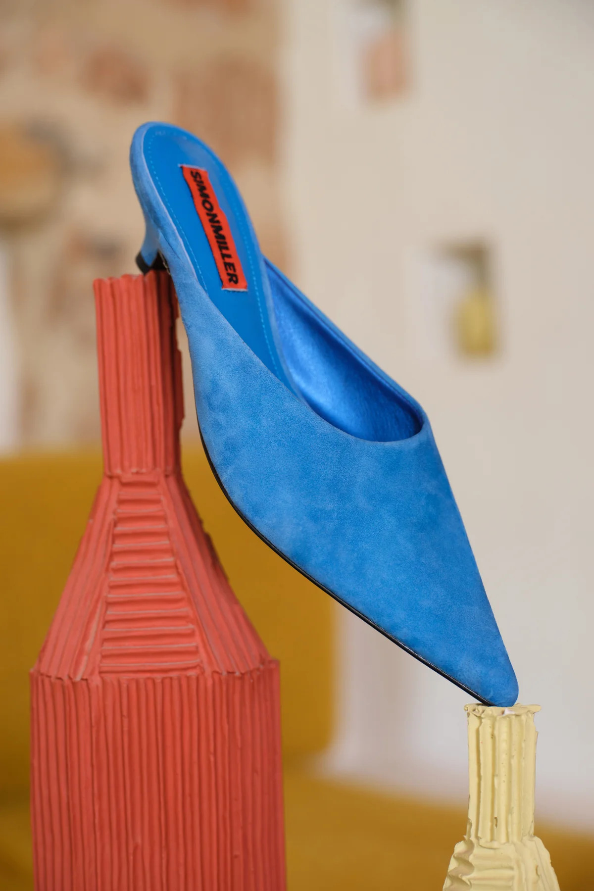 Suede Arrow Mule In Aqua Blue | Simon Miller