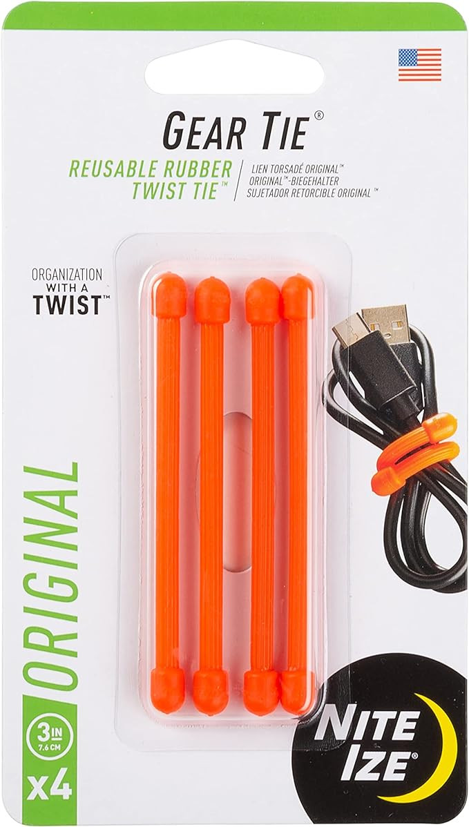 Nite Ize GT3-4PK-31 Original Gear Reusable Rubber Twist Tie 3", 4-Pack, Bright Orange, 4 Count | Amazon (US)